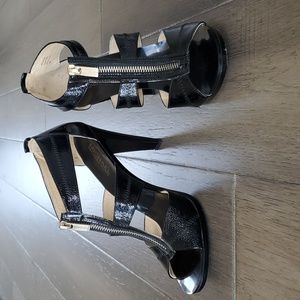 Michael Kors Black Patent Heeled Sandals
